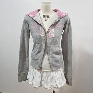 abercrombie vintage Grey pink double zipper long sleeve Pinterest famous hoodie